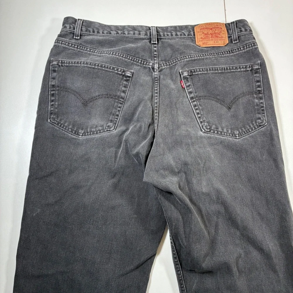 Levi's 550 Jeans 38x29 Black Faded Relaxed Tapered Denim Made in Canada‎ 40x30